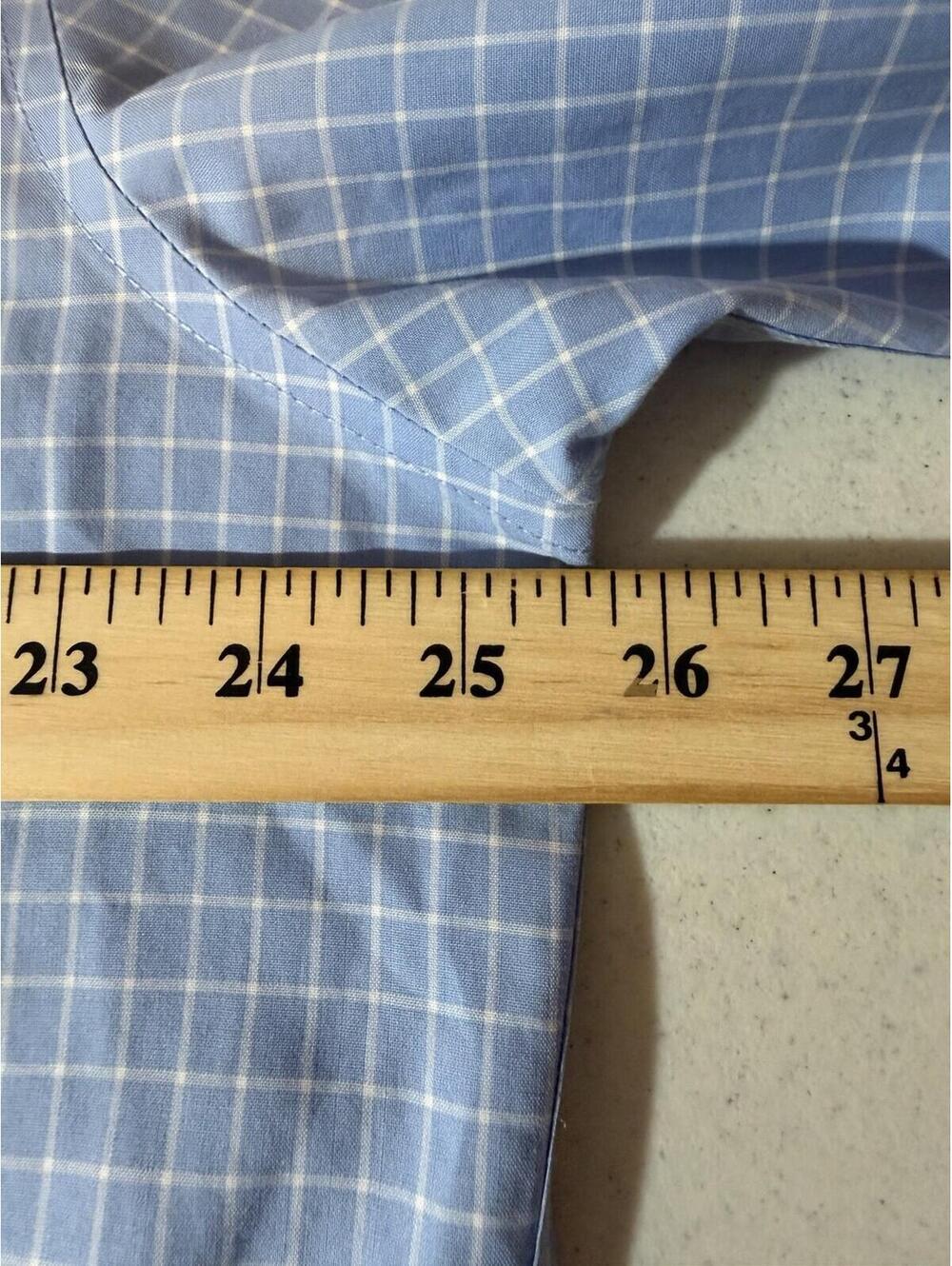 LL Bean Button Down Short Sleeve Shirt Mens Large Blue Plaid Wrinkle Resistant - Picture 6 of 6